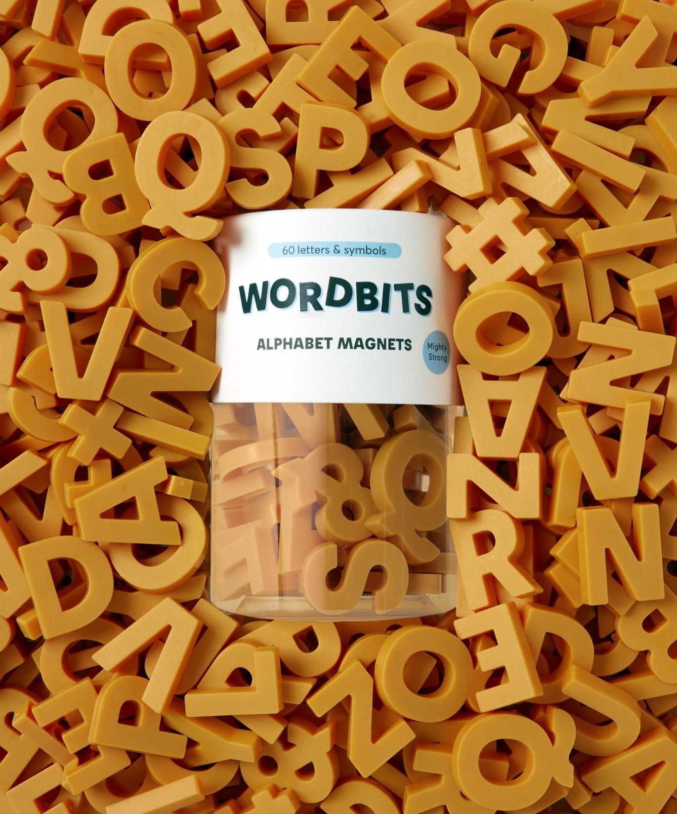 Alphabet Magnets in Mustard